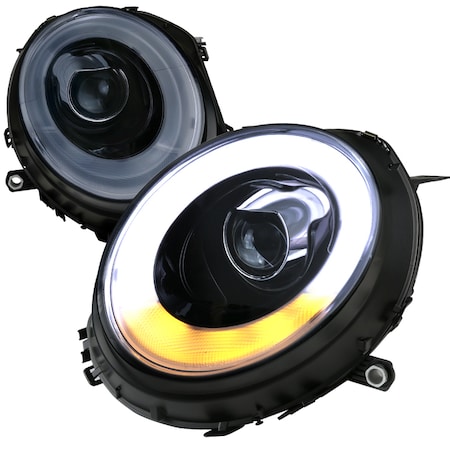 Spec-D Tuning 07-12 Mini Cooper Smoked Projector Headlights With Light Bar 2LHP-MINI06G-V2-TM